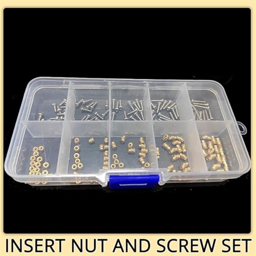 Wkładki gwintowane, M2 .5 Brass Insert Nut and Stainless Steel Screw Set Heat Hot Melt Knurled Embedment Kit