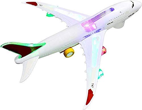 Image of Amitasha Battery Operated Aeroplane Toy for Kids with Bump & Go Airplane Flashing Lights and Realistic Jet Engine Sound for Boys 2-10 Years Birthday Gift