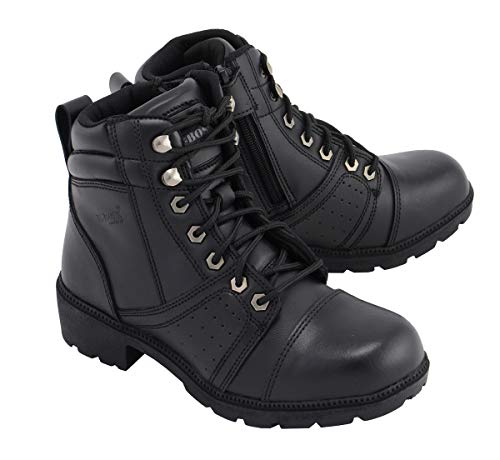 M Boss Motorcycle Apparel BOS49302 Ladies 6 Inch Black Accelerator Leather Motorcycle Boots - 6.5