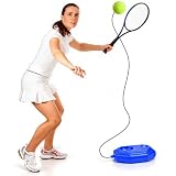 topolenashop Tennis Trainer Solo con Base Zavorrabile 23 x 15,5 cm, Corda Elastica 380 cm e Pallina Inclusa – Attrezzo Allenamento Tennis per Coordinazione, Precisione e Tecnica in Giardino e Campo
