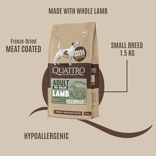 Image of Quattro Dog Food Small Breed Adult| 1.5KG | Lamb Formula | Super Premium Dry Dog Food | High Protein Nutrition | Healthy Digestion | Strong Bones & Healthy Skin & Coat