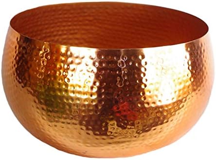 Leaf LEAF-7199 Large Metal Planter Hammered Brass Gold Colour-Straight Edge, 22cm x 18cm