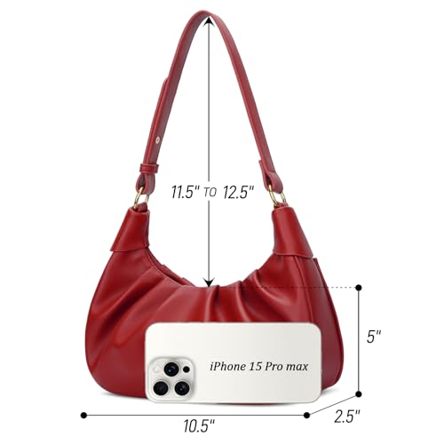 Image of KKXIU Shoulder Bag Crescent Handbag Ruched Purse Underarm Bag Mini Hobo for Women