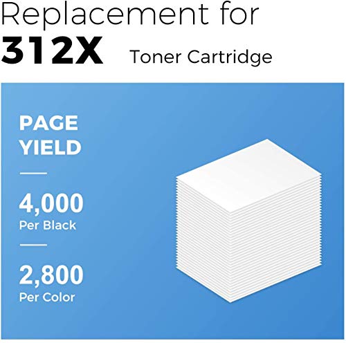 Image of MYCARTRIDGE Remanufactured Toner Cartridge Replacement for HP 312X 312A CF380X CF380A for MFP M476nw M476dn M476dw Pro 400 Color M451dn M451dw M451nw M475dn Printer (Black Cyan Yellow Magenta 4 Pack)