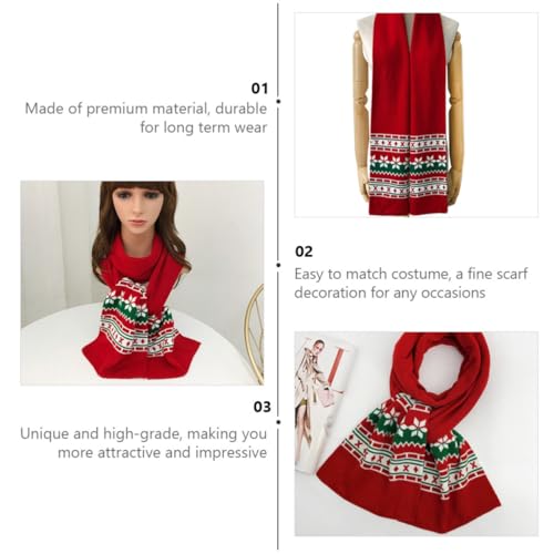 Bufanda navideña de invierno para padres e hijos complemento de abrigo rojo con diseño clásico 4