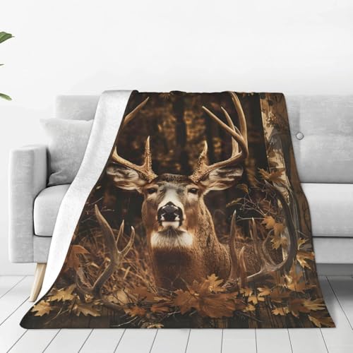 Country Deer Elk Decor Throw Blanket - Super Warm Soft Plush Lightweight Fleece Flannel for Kids Adults Men Women - 60"X50"