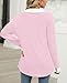 Kenhansion Women's Collared Long Sleeve Shirts Casual V Neck Ribbed Fall Pullover Tops Lightweight Contrast Tunic Sweaters (Pink,Small)