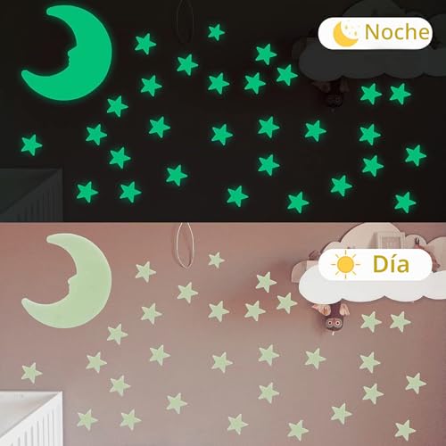 Miniatura 3 de Pegatinas Infantiles 3d, Cayuden 201 Pcs Estrellas Fluorescentes Para Techo Vinilos Infantiles Estrellas Pegatinas De Pared 3d Con Luna Decoraciones De Pared Pegatinas Niños Para Bebé, Dormitorios