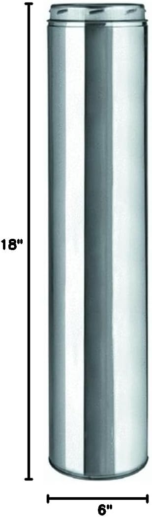Selkirk Corp 206018 Selkirk Chimney Pipe 6" Id X 8" Od No.6t-18 Type A Wool, No Size