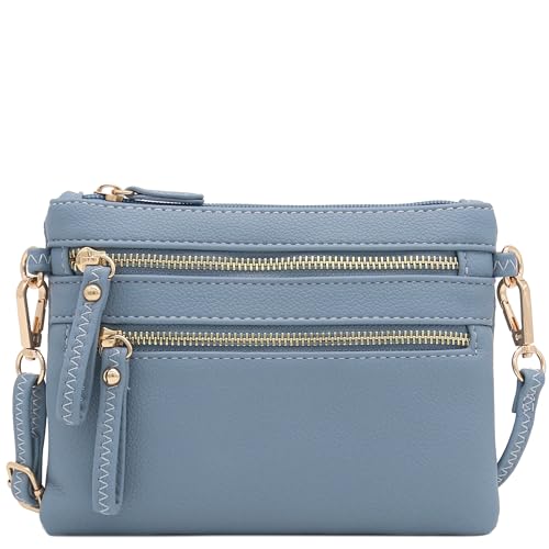 Image of FashionPuzzle Multi Zipper Pocket Small Wristlet Crossbody Bag