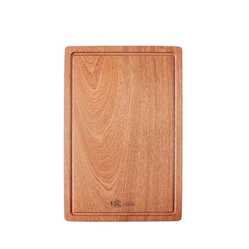 Tabla de Cortar de Madera Sapele MITSUMOTO SAKARI 18 x 12 pulgadas con Ranura para Jugos, Superficie Reversible, Asas Laterales, Ideal para Carnes, Verduras y Quesos miniatura 1