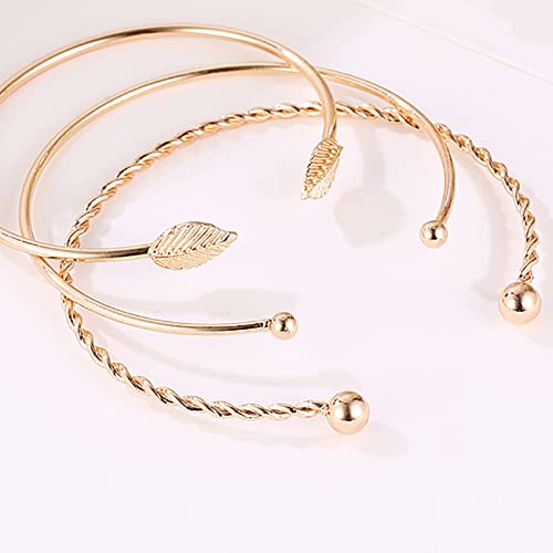 Buajiubua Bracelet Simple Leaf Cuff Bracelets For Women Dainty Jewelry #TOP2