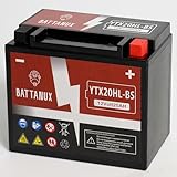 Battanux YTX20HL-BS Gel Motorcycle Battery, 12V 20Ah Non-Spillable Maintenance-Free Power for ATV, UTV, Snowmobile, Motorbike – Sealed High Performance Battery