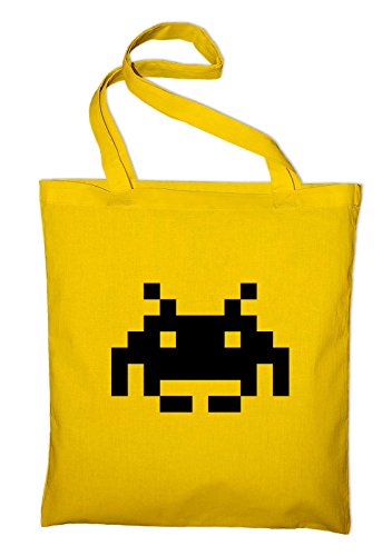 Preisvergleich Produktbild Styletex23 Space Invaders Logo Jutebeutel Baumwolltasche, gelb