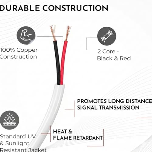 Image of Bunde 2 Core 1.5 Sq mm Copper Wire Flexible Cable | 1.5mm Twin Wire for Home Wiring, Extension Board, Electrical Appliances | FR PVC Insulated Electric Wire | Heavy Duty Copper Cable (10 METER)