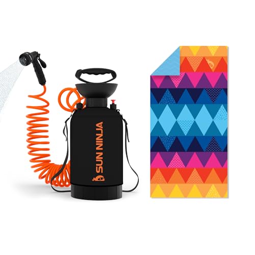 SUN NINJA Portable Shower Bundle with Microfiber Beach Towel miniatura 1