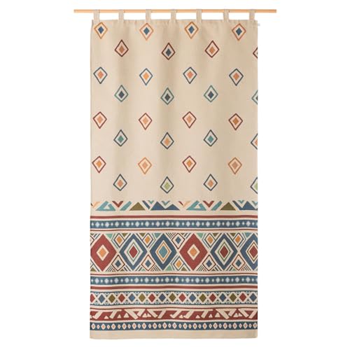 Lanovenanube Cortina alpujarreña con Trabillas Rombos Nº58 de 140x260 cm, Tejido Jacquard, de fácil Mantenimiento y Resistente. Confeccionada con Trabillas. Diseño rústico. Cortina de Puerta Exterior