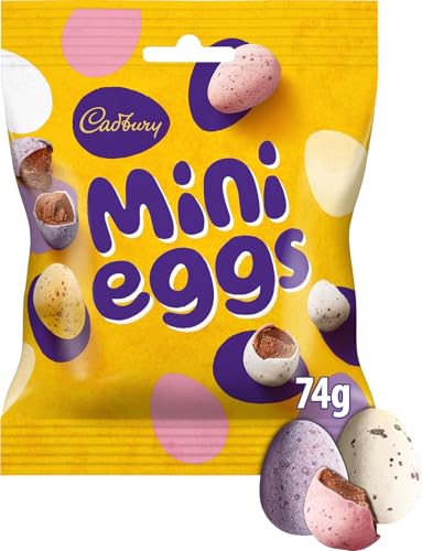 Image of 3 x Cadbury Mini Eggs Bag 74g, Crunchy Shells with Smooth Milk Chocolate Centres, Gift for Easter & Easter Egg Hunts, 74 g Easter Hunt Bunny School Bulk