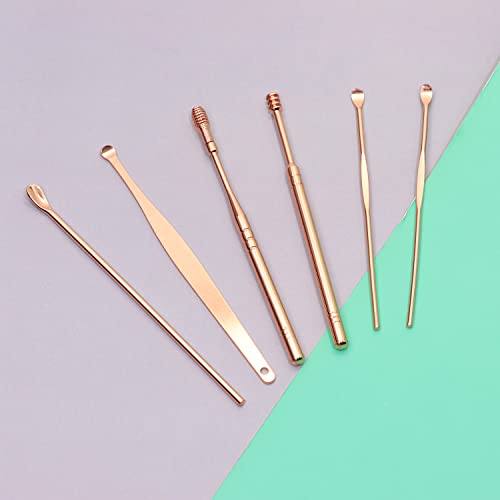 ONLYKXY 6pcs Ear Wax Removal Cleaning Tool Kit,Stainless Steel Ear-Pick Cleaner Portable Ear Spoon Set SpoonCurette Ear Picks Digger Spiral Spring Ear Spoon Set - Thumbnail 5