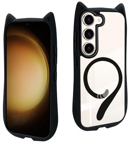 Galaxy S23 P[X L mimi MagSafeΉ ˂݂ L lR ˂ wʃNA MNV[ S23 Jo[  Vv ؍ VR TPU Xgbvz[t ϏՌ h~ Sʕی X}zP[X(NAubN)