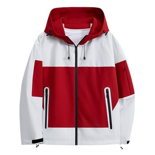 Image of Generisch Windproof Casual Jacket with Colorful Design for Outdoor Camping and Daily Wear. Lightweight Breathable Hiking Jacket., red, XL