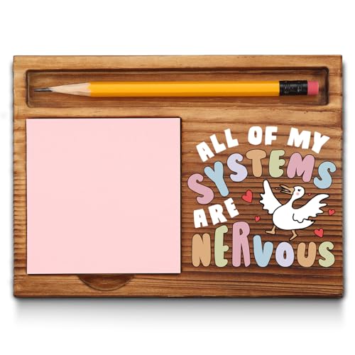 All of My Systems are Nervous Sticky Notes Holder, Funny Mental Health Gifts, Fun Anxiety Gifts for Coworkers, Women, Colleagues, Boss, Duck Self-Stick Note Pad Holders GAA73