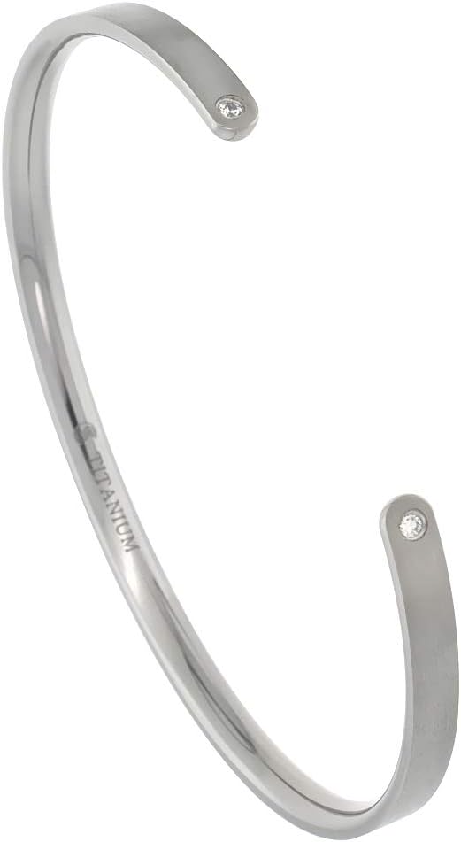 Sabrina Silver Flat Titanium Cuff Bracelet for Men & Women Matte Finish Comfort-fit 8 inch Wrist Size