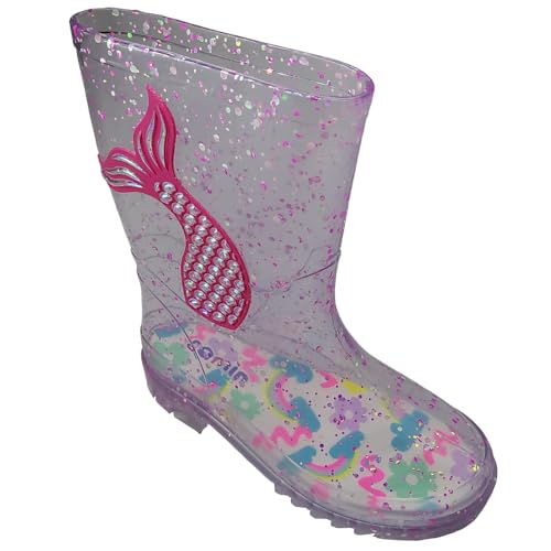 Galocha Feminina Infantil Transparente Rosa Bota Cor:Rosa;Tamanho:29/30
