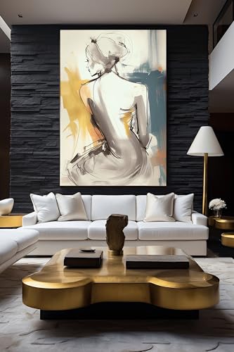 Impression sur toile dessin corps féminin abstrait salon 60x90 - 4