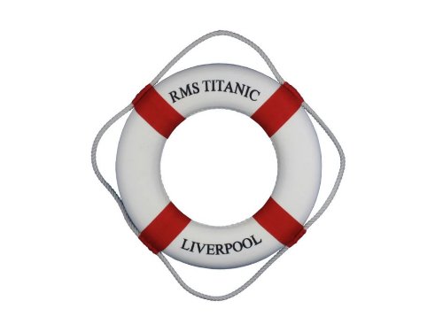 Handcrafted Model Ships RMS Titanic Lifering 15" - Red - Titanic Decor - Nautical Life Preserver