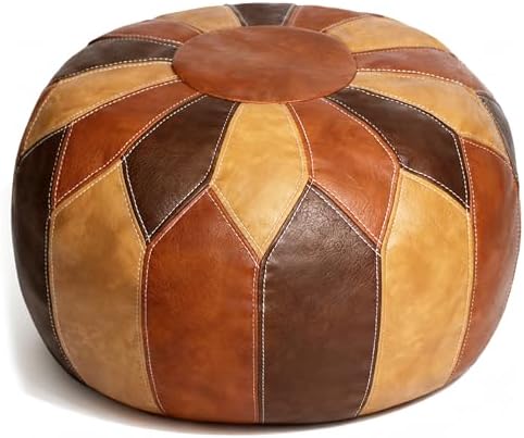 Thgonwid Unstuffed Moroccan Faux Leather Pouf Ottoman with Storag...