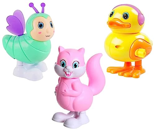 Image of Key Operated Wind Up Toys | Safe Colourful Jumping Moving Toy Rotating Head Keytoys | Best Engaging Educating Animal Bird Toys from 6 Months to 3 Years Old (Multicolor Random Combo) (3 Pack)