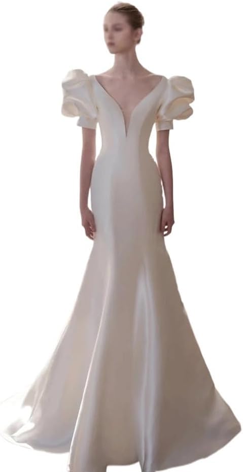 White Tail Light Wedding Dress with A and Atmospheric Temperament, French Slim Retro Evening