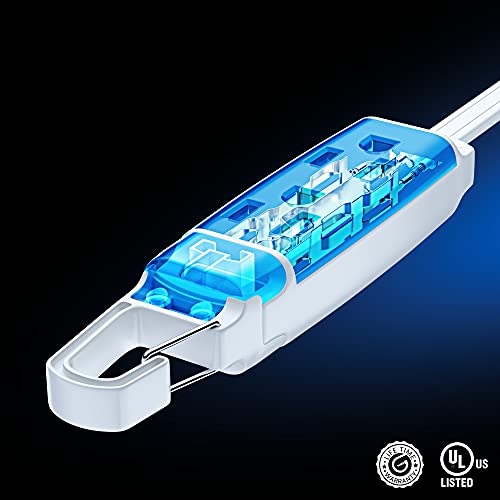 Maximm Extension Cord With Removable Easy-Hook System, 6 Ft, 3 Outlet Extension Cord 90° Flat Plug, Hang At Eye Level Or Higher For Super-Easy Access, Ul Certified #TOP21