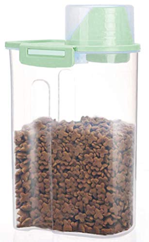PISSION Contenedor de Almacenamiento de Alimentos con Copa graduada y Hebillas de Sello para Cocina Cereal de arroz Pet Cat Dispensador de Alimentos (Verde)
