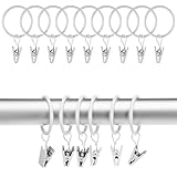 Yolev 15pcs White Curtain Rings with Clips Metal Drapery Rings with Clips 1.26 Interior Diameter Curtain Rod Ring for Hanging Drapery Drapes Fit Up to 1 Inch Curtains Rod
