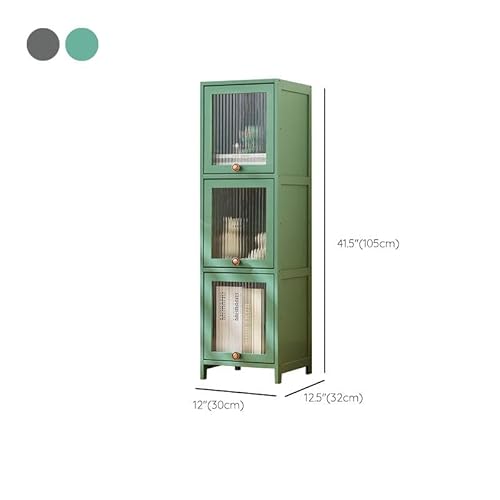 Craftthink Tall Storage Cabinet, Mid-Century Modern Accent Cabinet Rectangle Straight Legs Kitchen Pantry Cabinet With Glass Doors And Shelves For Home Office, Green, 12" L X 12.5" W X 41.5" H #TOP2