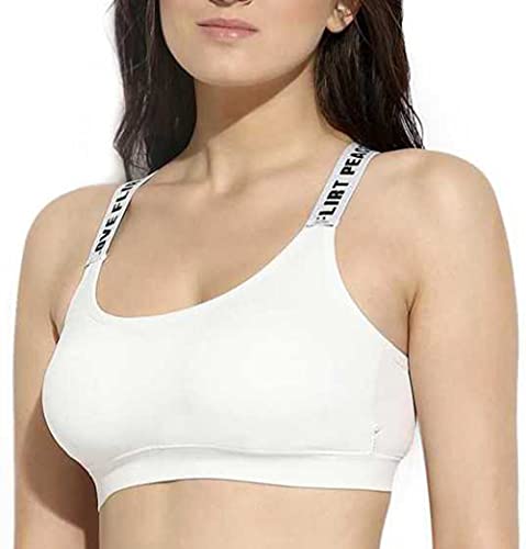 Image of Women's Nylon & Cotton Lightly Padded Non-Wired Sports Bra (32, White1)