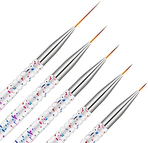 5Pcs Nail Art Liner Brushes, Etercycle Nail Gel Polish Painting Brush Set, Thin Nail Art Dotting Drawing Pen (7/9/11/15/20mm)