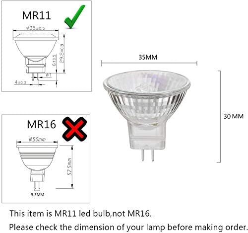 AHEVO MR11 Halogen Light Bulbs, 35W 12V MR11 GU4 Halogen Spotlight Bulbs, GU4 Bi-Pin Base,Warm White 2700K,35mm Diameter,8 Packs