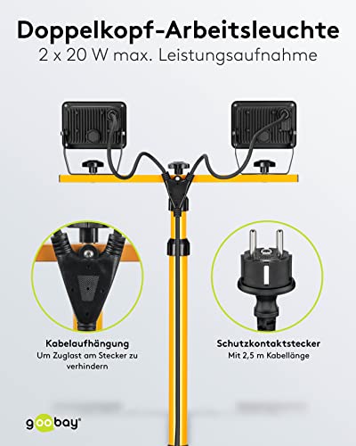 LED Baustrahler goobay 57845 mit Teleskopstativ für flexible Beleuchtung