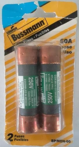 Cooper Bussmann BP/NON-60 60-Amp One-Time Cartridge Fuse Non-Current Limiting Class K5 250V UL Listed Carded, 2-Pack