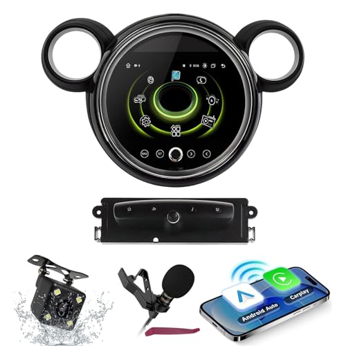 HXSQcar Android 15 Auto Radio Navi per Mini Cooper R56 R60 2007-2014 9" Schermo Lettore multimediale con Navigazione GPS Senza Fili Carplay HiFi FM 5G-WiFi SWC DSP Mic Fotocamera,8g+128g