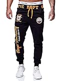 OneRedox Herren Jogginghose Sporthose Männer Trainingshose Sweatpants 601 Schwarz-orange XL