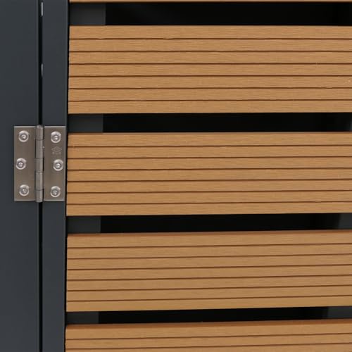 2er Mülltonnenverkleidung HWC-K14, Mülltonnenbox mit Pflanzkasten, 124x134x84cm WPC Edelstahl 79kg - Teak-Optik