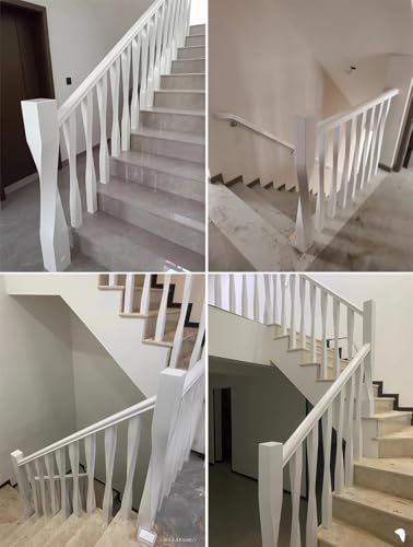 Barandillas de escalera blancas de madera para suelo con 10 columnas interiores 2