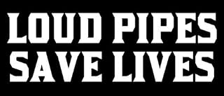 Black & White Loud Pipes Save Lives Bumper Sticker (Biker Motorcycle Bike Week)