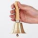 Hand Bell with Brass Solid Wood Handle,Hand Bells for Adults,Super Loud Solid Brass Hand Call Bell for Classroom, Christmas Restaurant (4in)