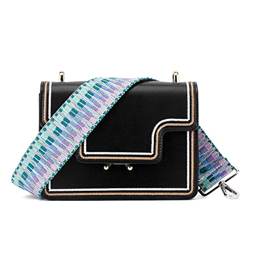 Image of Silvery Buckles Wide Shoulder Strap Adjustable Replacement Belt Crossbody Canvas Bag Handbag