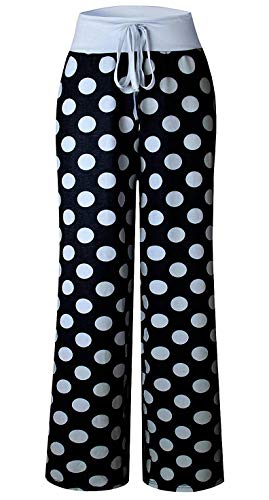 Image of Elsofer Women's Comfy Lounge Pants Soft Floral Pajama Pants Loose Drawstring Wide Leg Palazzo Pants for Sleep, Casual Wear